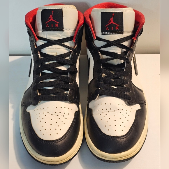 Nike Air Jordan 1 Mid Retro Black White Gym Red Sneakers Women's Size 9 - Picture 2 of 7